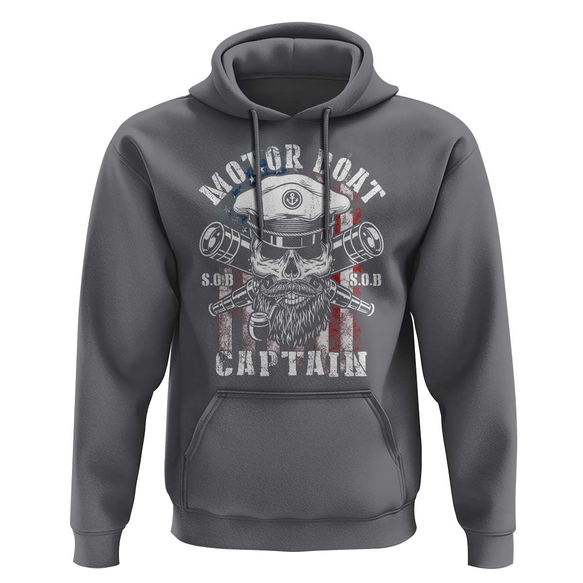 Motor Boat Captain Hoodie Patriotic American Flag