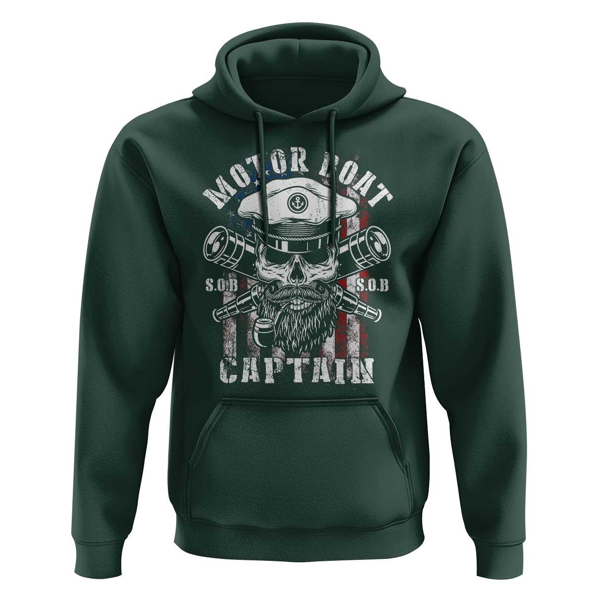 Motor Boat Captain Hoodie Patriotic American Flag