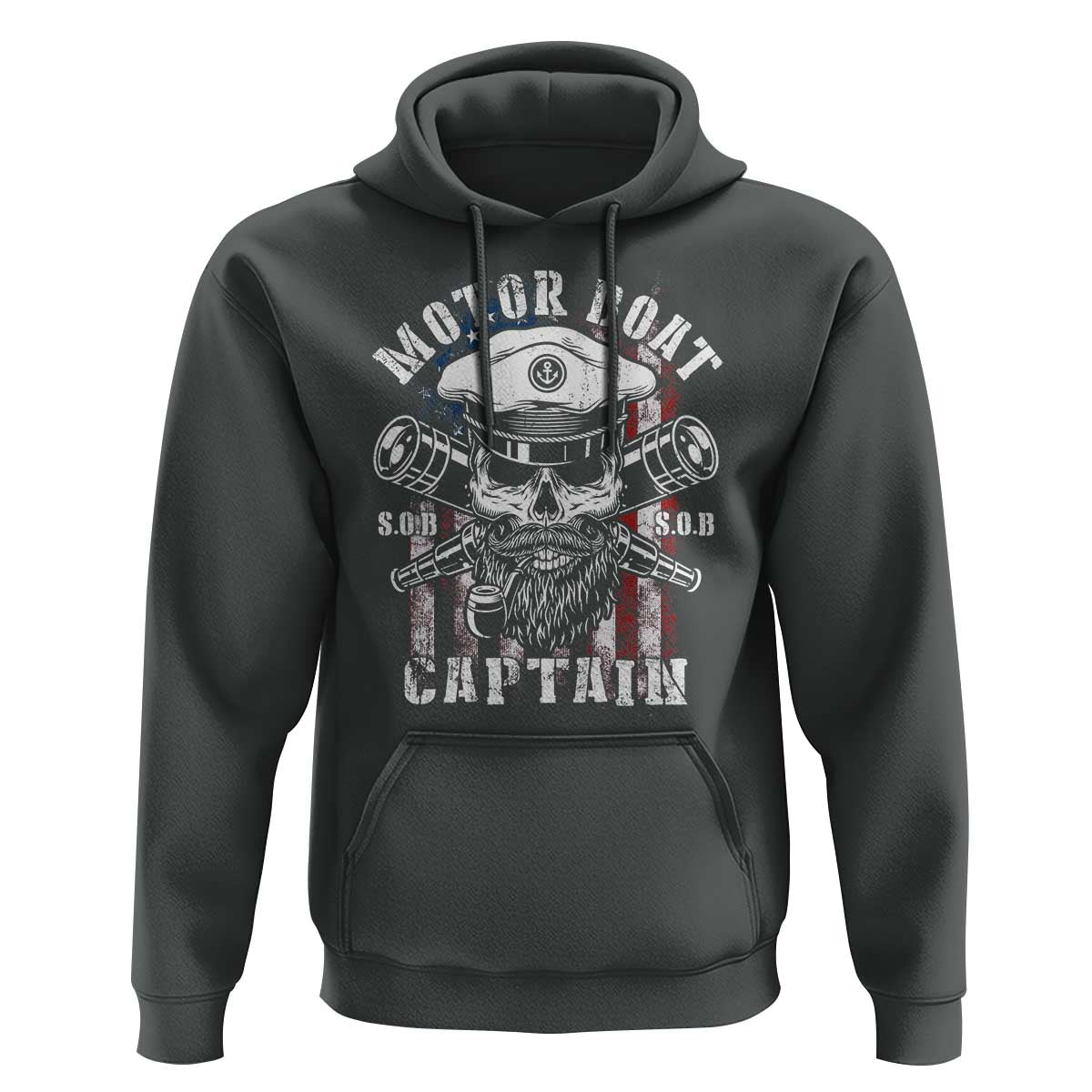 Motor Boat Captain Hoodie Patriotic American Flag