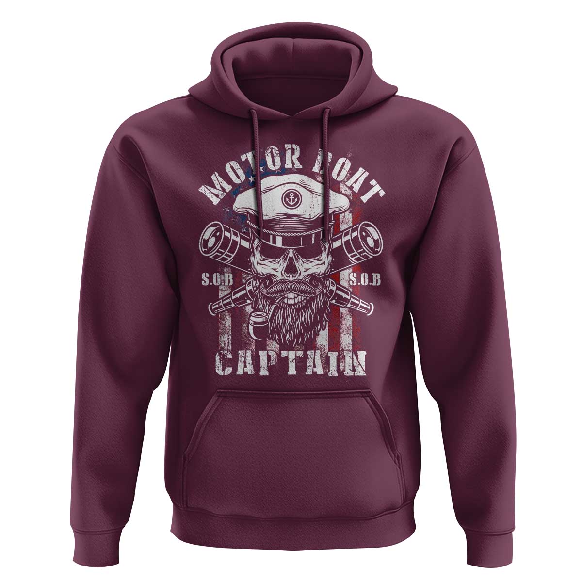 Motor Boat Captain Hoodie Patriotic American Flag