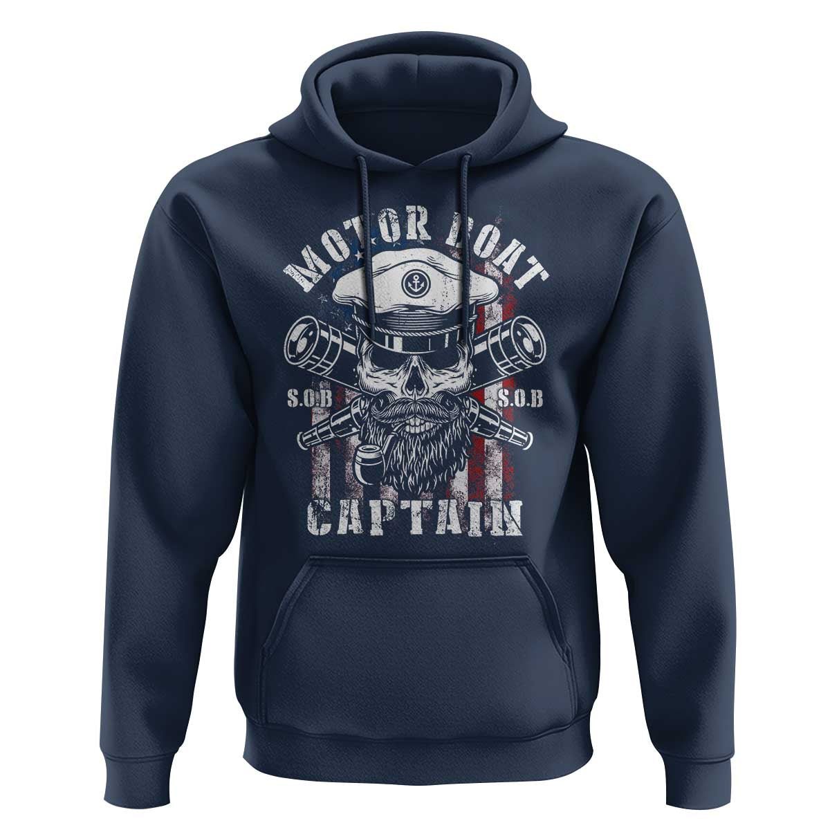 Motor Boat Captain Hoodie Patriotic American Flag