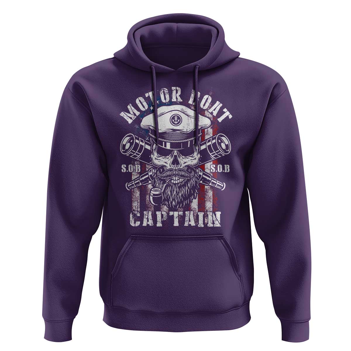 Motor Boat Captain Hoodie Patriotic American Flag