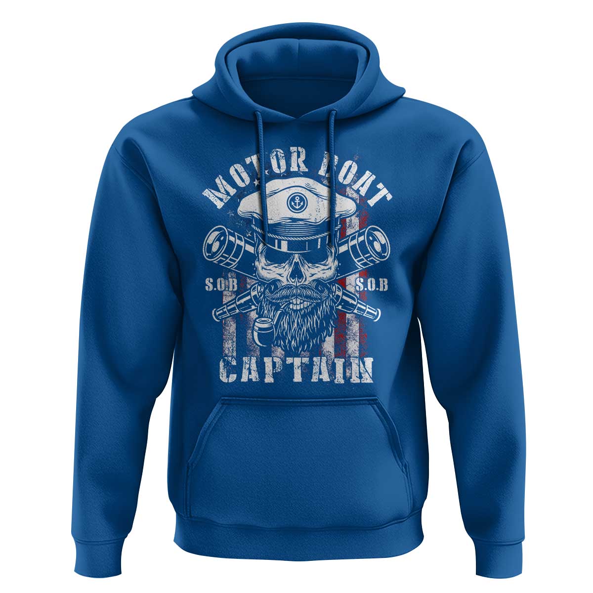 Motor Boat Captain Hoodie Patriotic American Flag