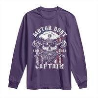 Motor Boat Captain Long Sleeve Shirt Patriotic American Flag