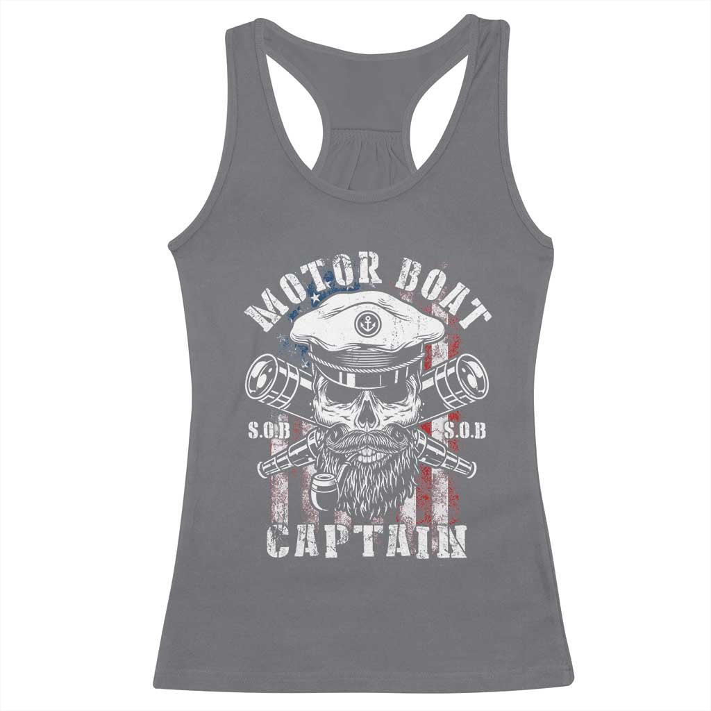 Motor Boat Captain Racerback Tank Top Patriotic American Flag