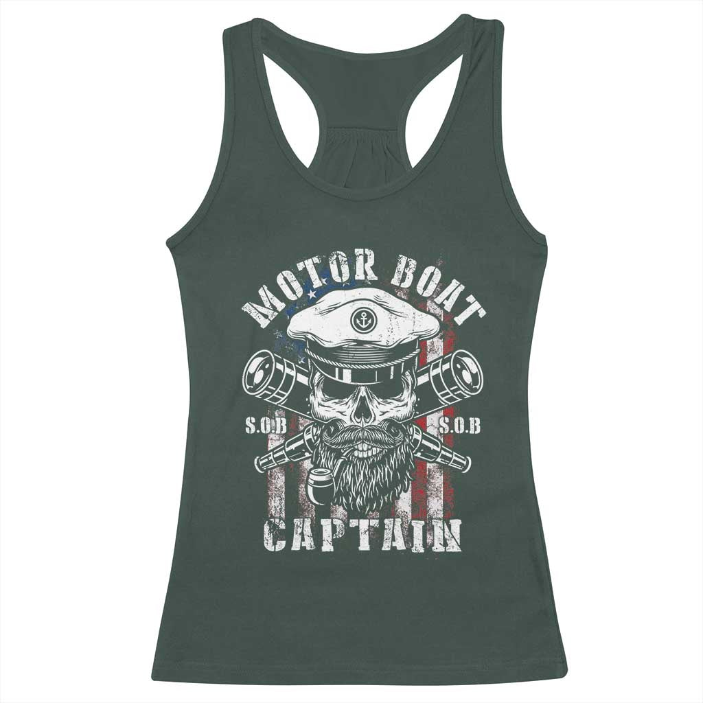 Motor Boat Captain Racerback Tank Top Patriotic American Flag