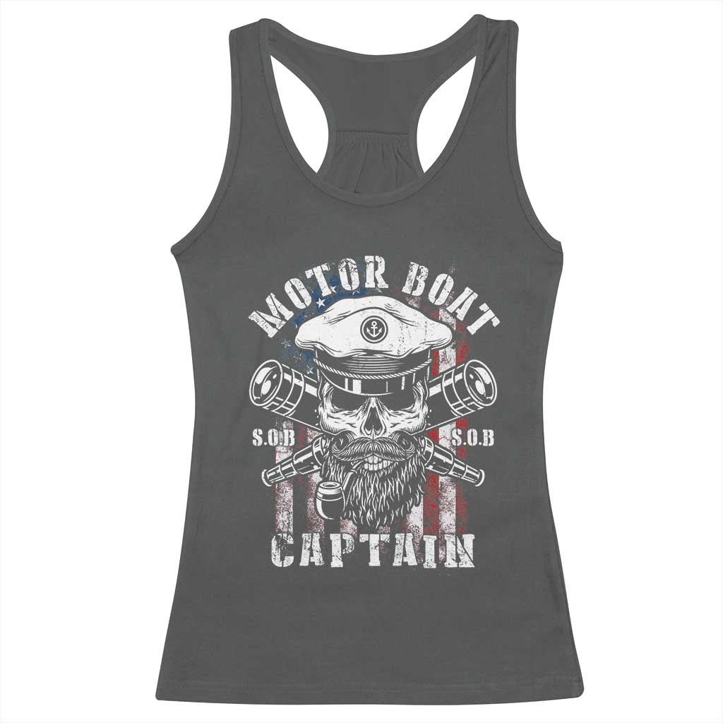 Motor Boat Captain Racerback Tank Top Patriotic American Flag