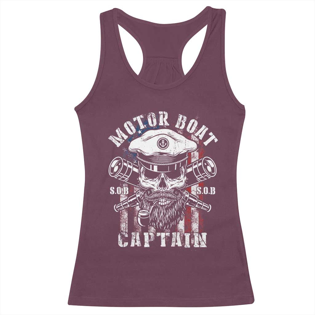 Motor Boat Captain Racerback Tank Top Patriotic American Flag