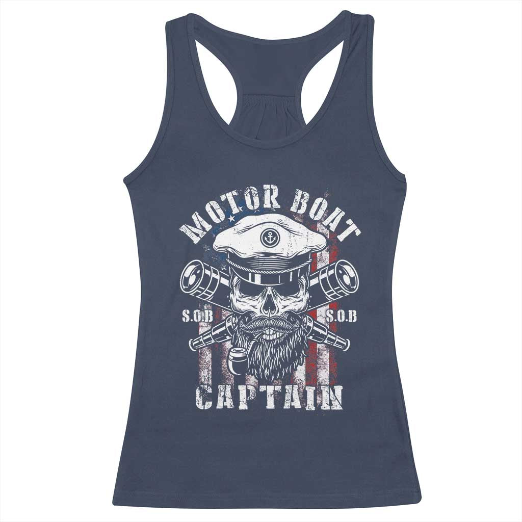 Motor Boat Captain Racerback Tank Top Patriotic American Flag