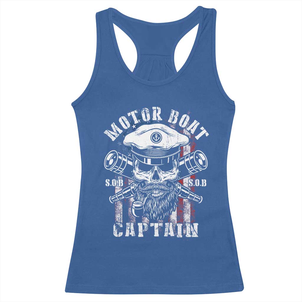 Motor Boat Captain Racerback Tank Top Patriotic American Flag