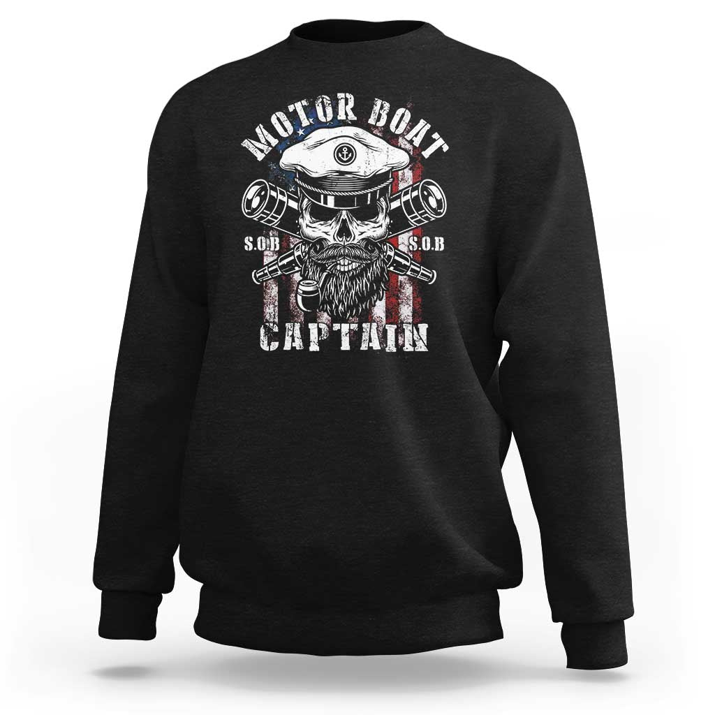 Motor Boat Captain Sweatshirt Patriotic American Flag