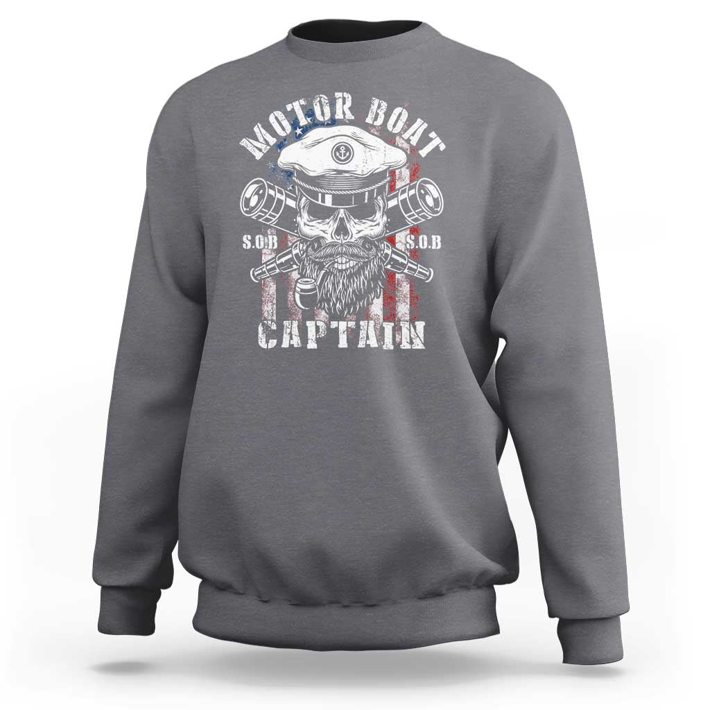 Motor Boat Captain Sweatshirt Patriotic American Flag