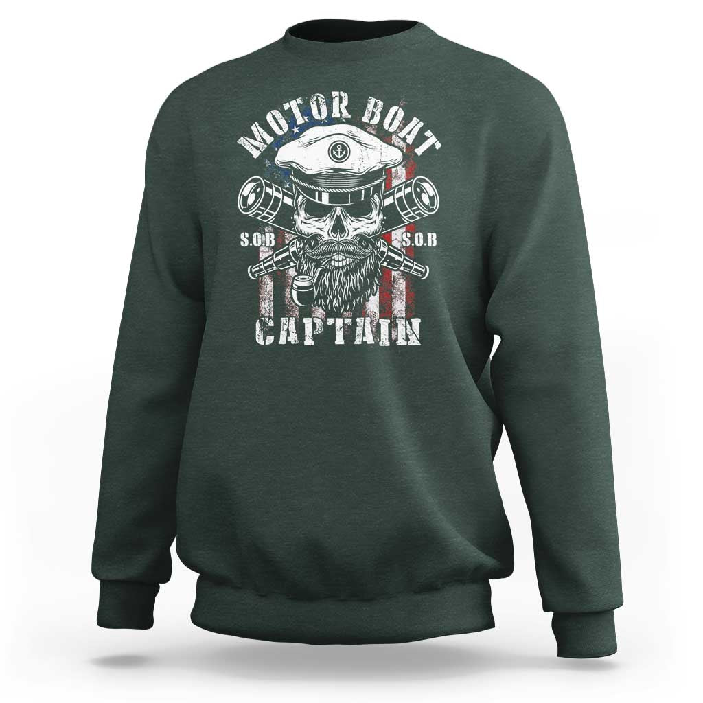 Motor Boat Captain Sweatshirt Patriotic American Flag