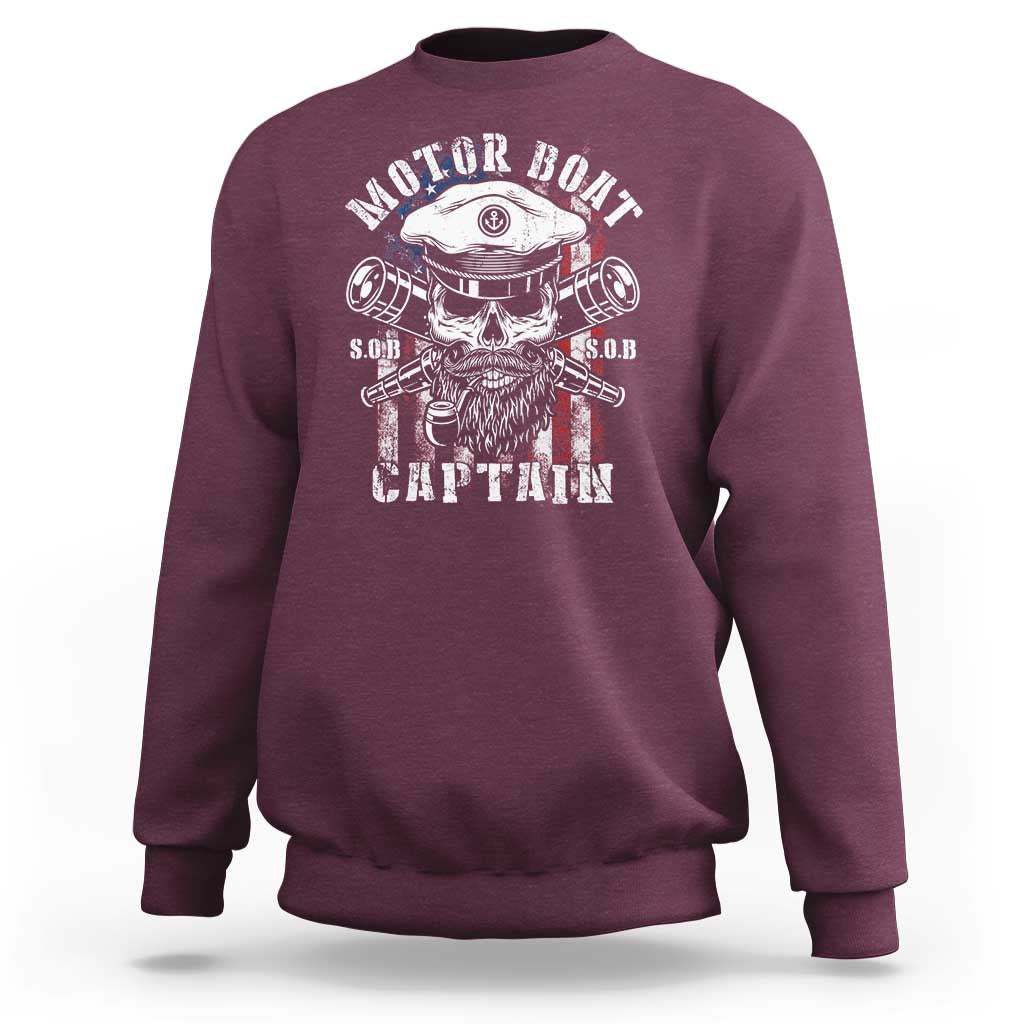 Motor Boat Captain Sweatshirt Patriotic American Flag