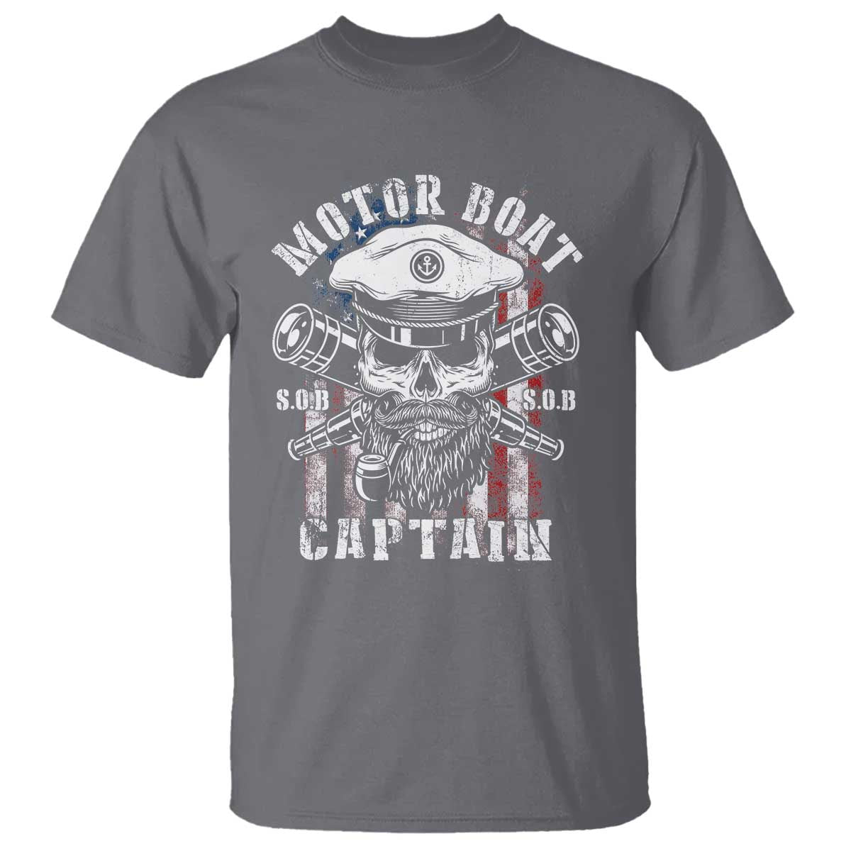 Motor Boat Captain T Shirt Patriotic American Flag