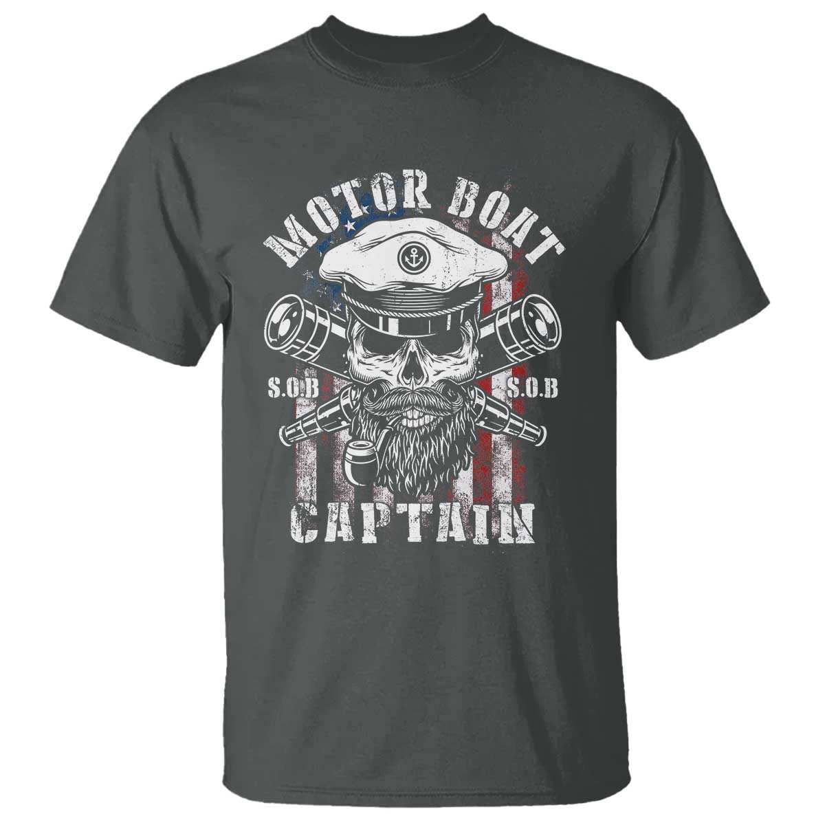 Motor Boat Captain T Shirt Patriotic American Flag