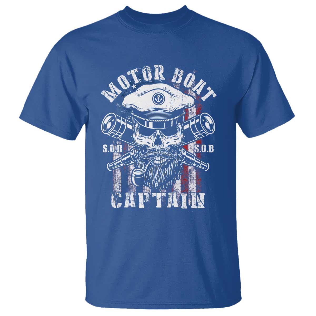 Motor Boat Captain T Shirt Patriotic American Flag
