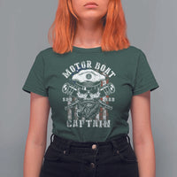Motor Boat Captain T Shirt For Women Patriotic American Flag