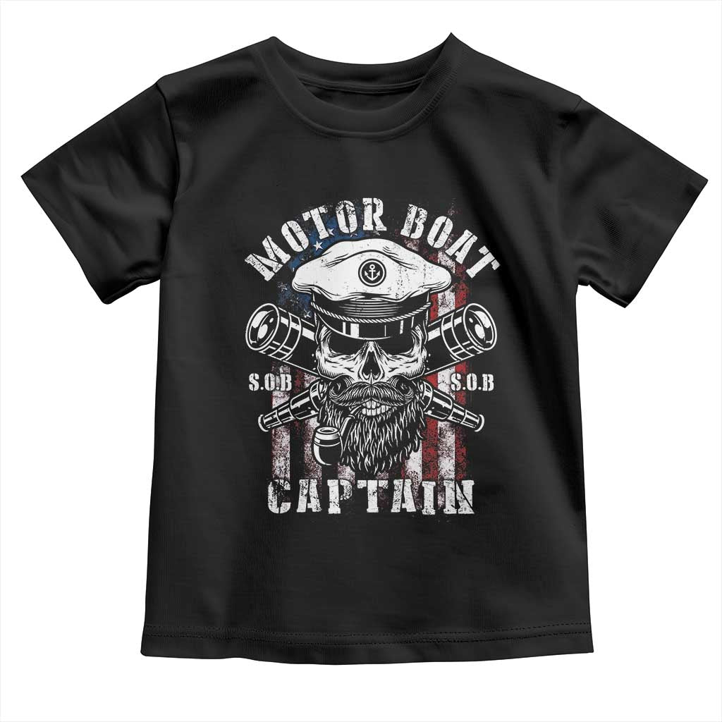 Motor Boat Captain Toddler T Shirt Patriotic American Flag