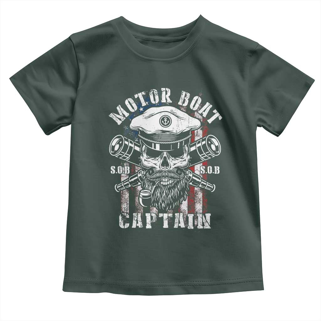 Motor Boat Captain Toddler T Shirt Patriotic American Flag