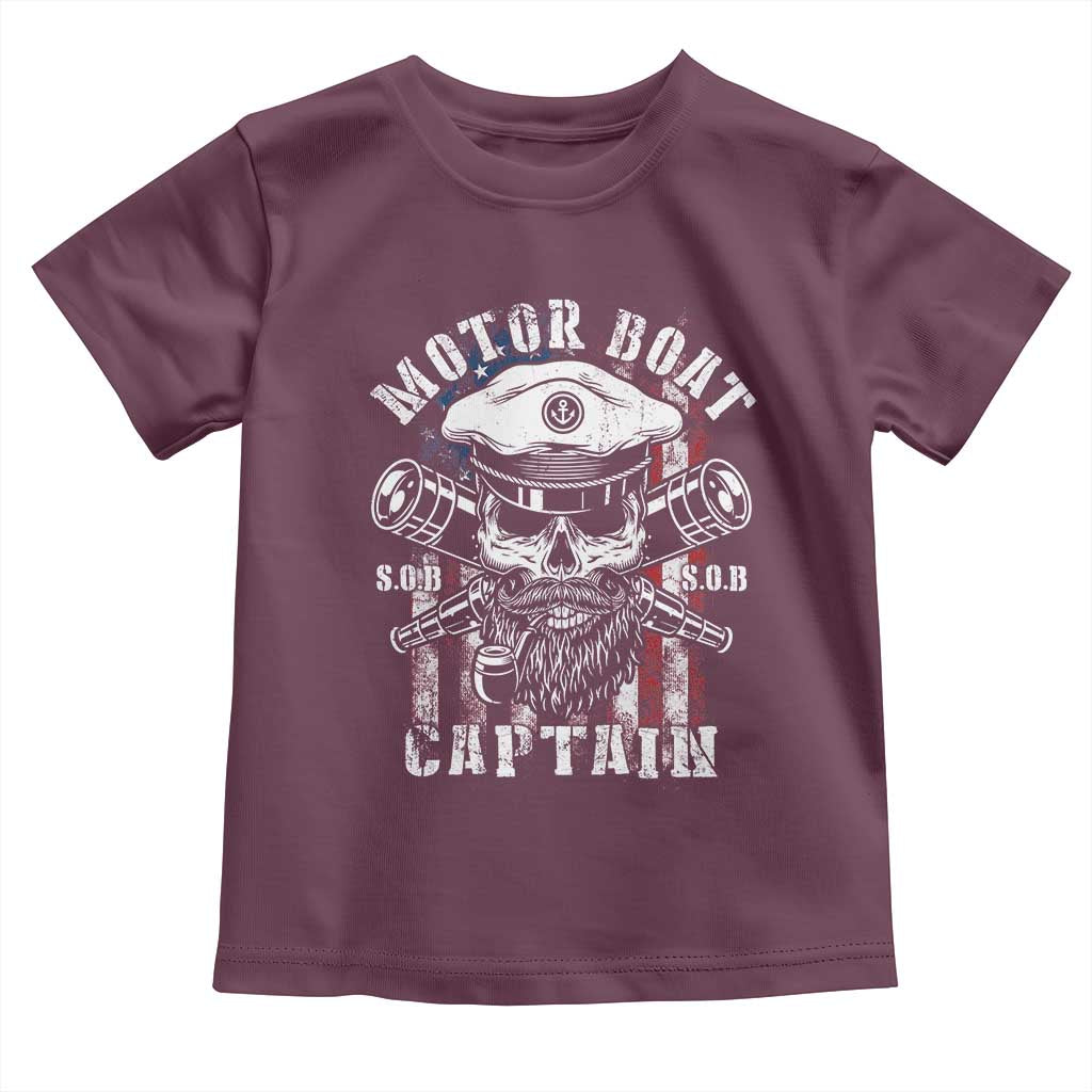 Motor Boat Captain Toddler T Shirt Patriotic American Flag