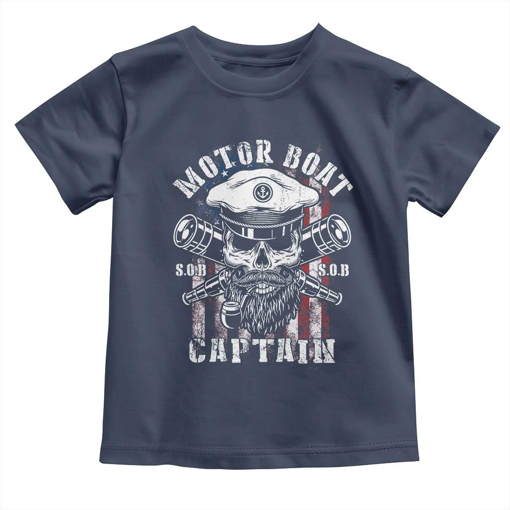 Motor Boat Captain Toddler T Shirt Patriotic American Flag