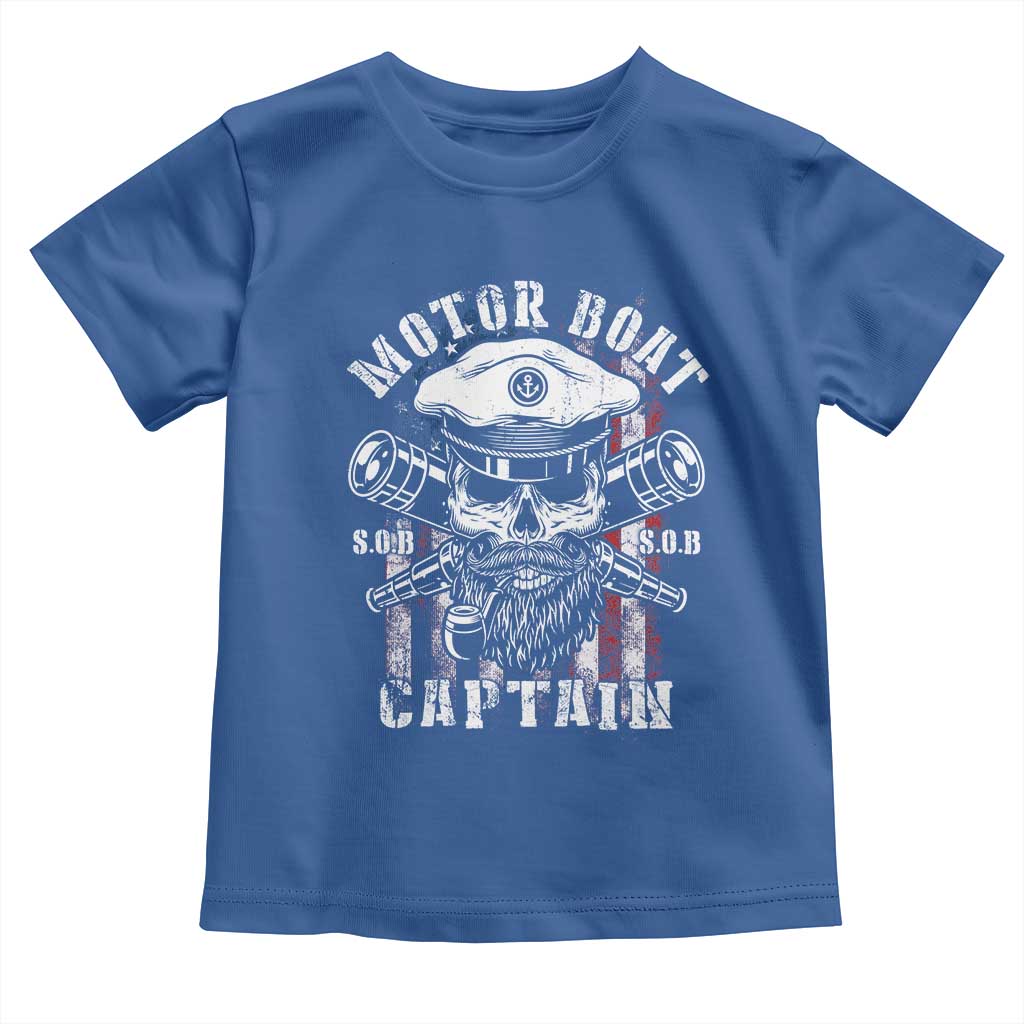Motor Boat Captain Toddler T Shirt Patriotic American Flag