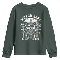 Motor Boat Captain Youth Sweatshirt Patriotic American Flag