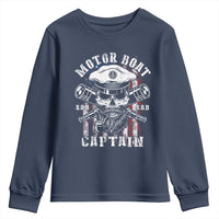 Motor Boat Captain Youth Sweatshirt Patriotic American Flag