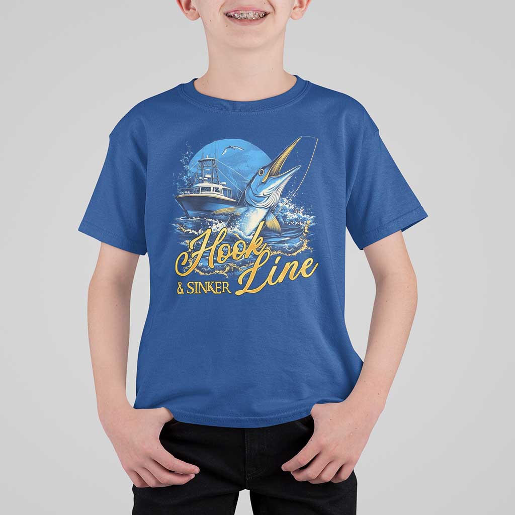 Fishing Boat T Shirt For Kid Hook Line and Sinker