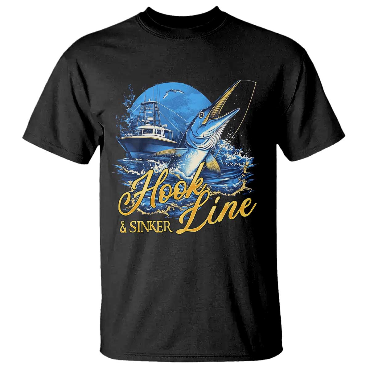 Fishing Boat T Shirt Hook Line and Sinker