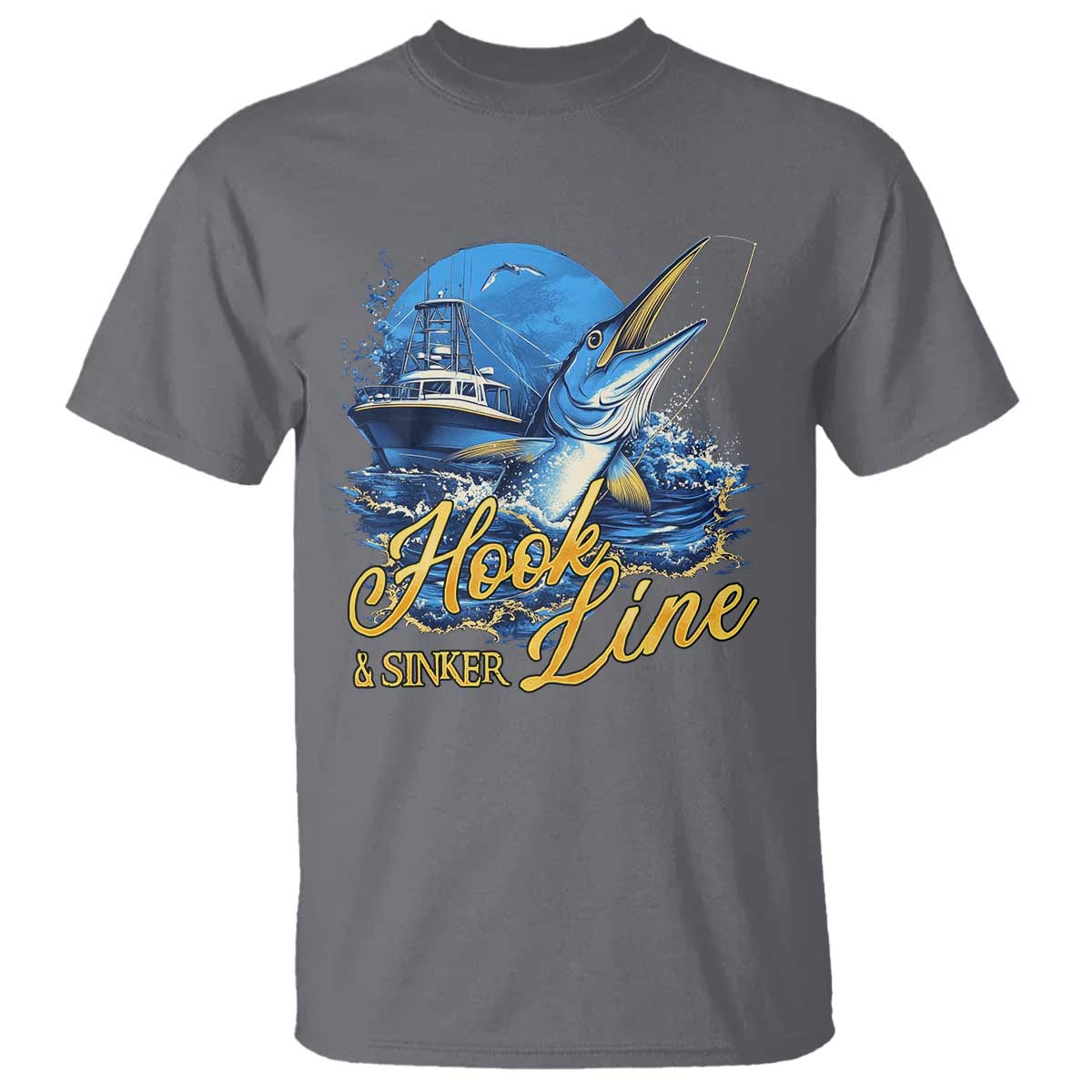 Fishing Boat T Shirt Hook Line and Sinker