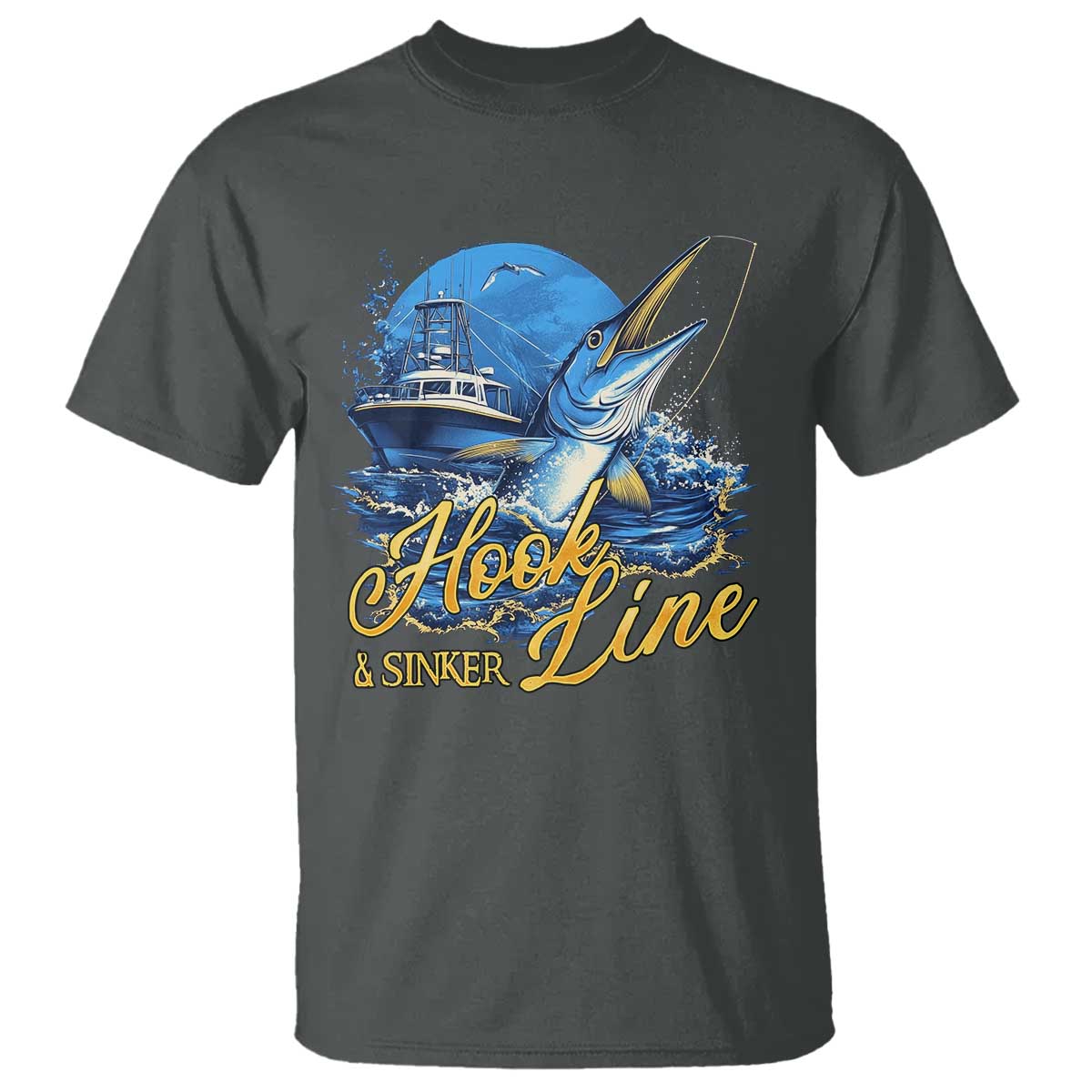 Fishing Boat T Shirt Hook Line and Sinker