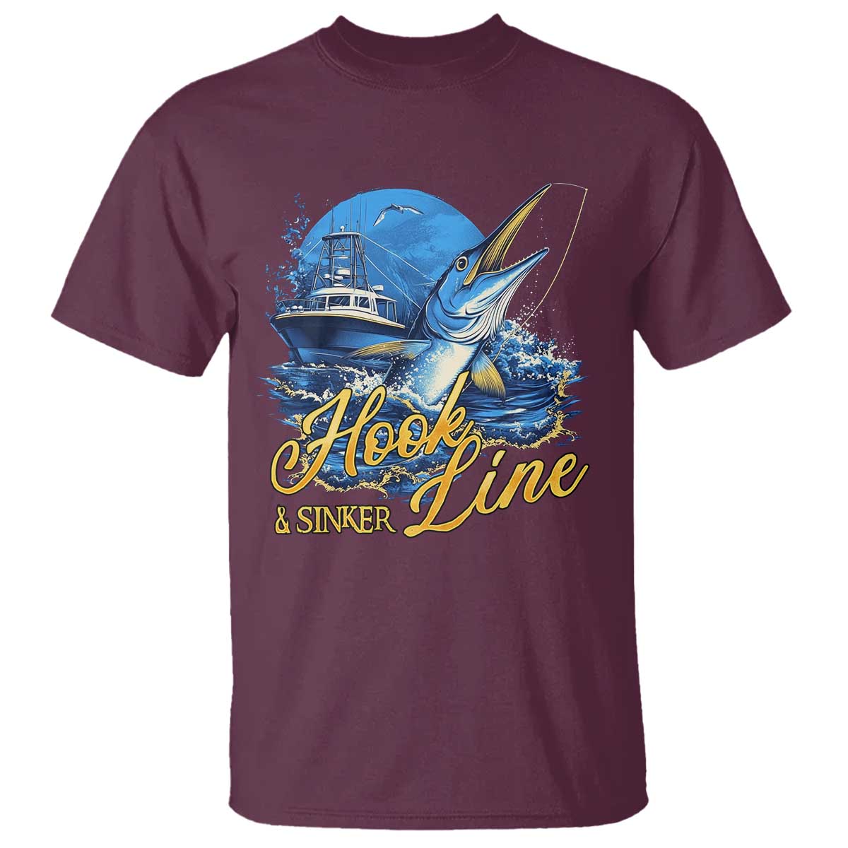 Fishing Boat T Shirt Hook Line and Sinker