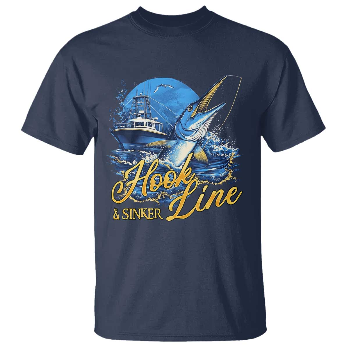 Fishing Boat T Shirt Hook Line and Sinker