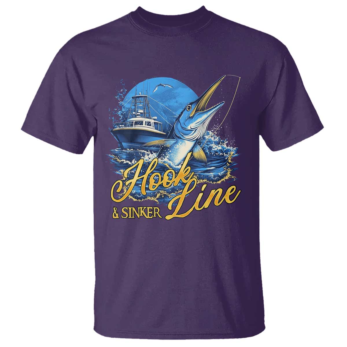 Fishing Boat T Shirt Hook Line and Sinker