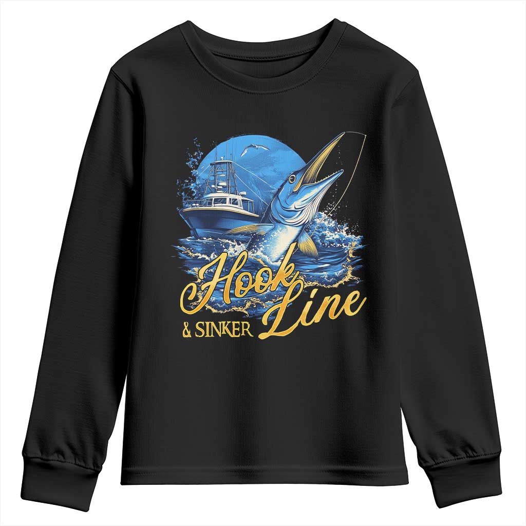 Fishing Boat Youth Sweatshirt Hook Line and Sinker