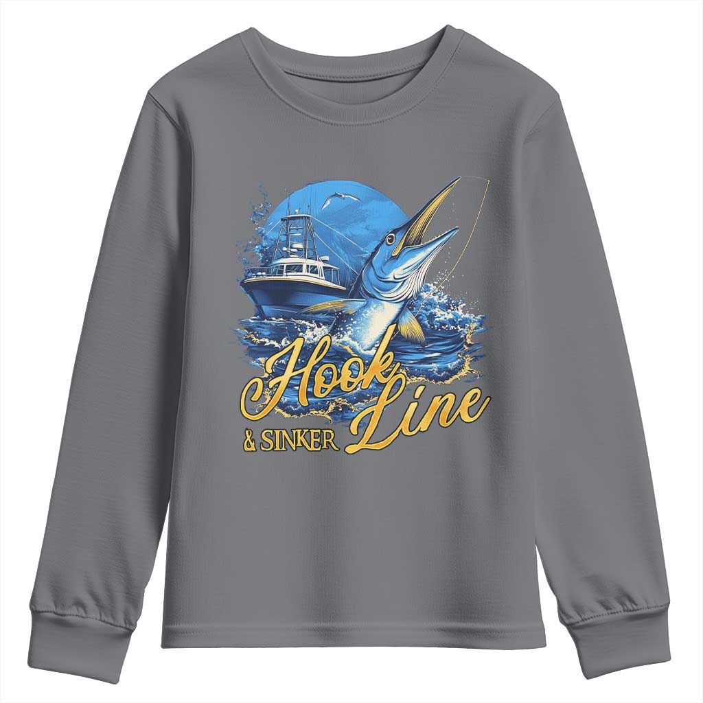 Fishing Boat Youth Sweatshirt Hook Line and Sinker