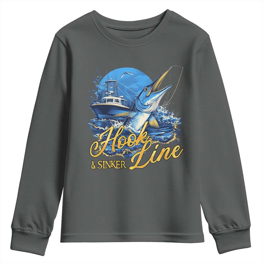 Fishing Boat Youth Sweatshirt Hook Line and Sinker