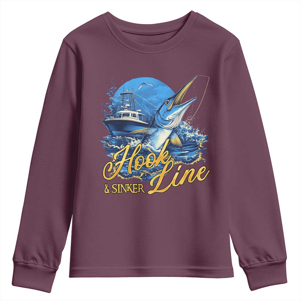 Fishing Boat Youth Sweatshirt Hook Line and Sinker