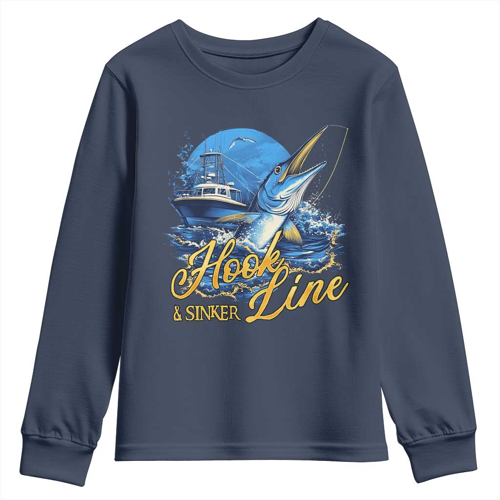 Fishing Boat Youth Sweatshirt Hook Line and Sinker