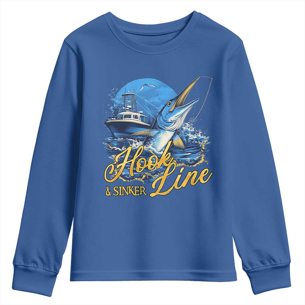 Fishing Boat Youth Sweatshirt Hook Line and Sinker