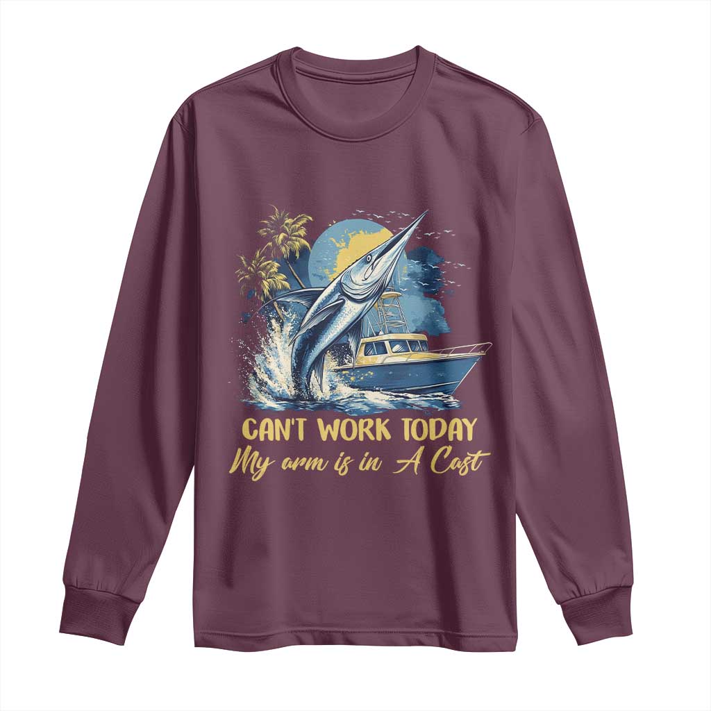 Fishing Boat Long Sleeve Shirt Fish More Worry Less