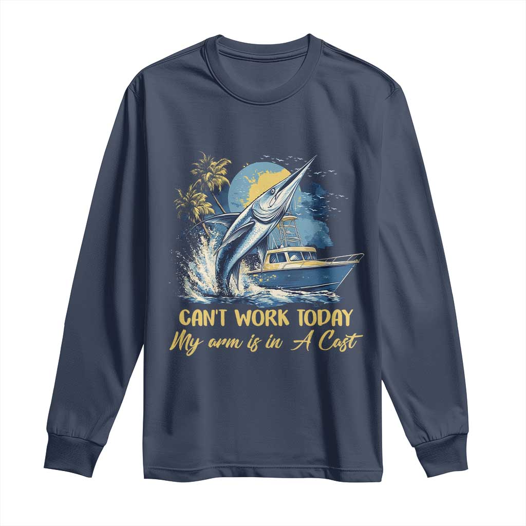 Fishing Boat Long Sleeve Shirt Fish More Worry Less