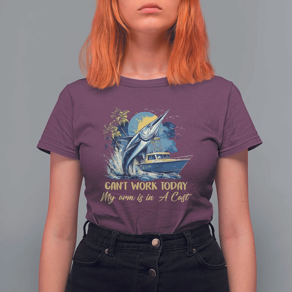 Fishing Boat T Shirt For Women Fish More Worry Less