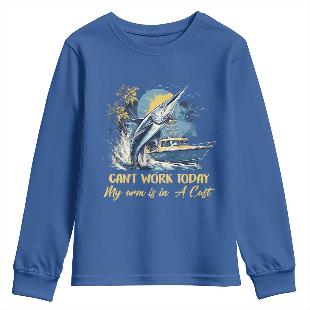 Fishing Boat Youth Sweatshirt Fish More Worry Less