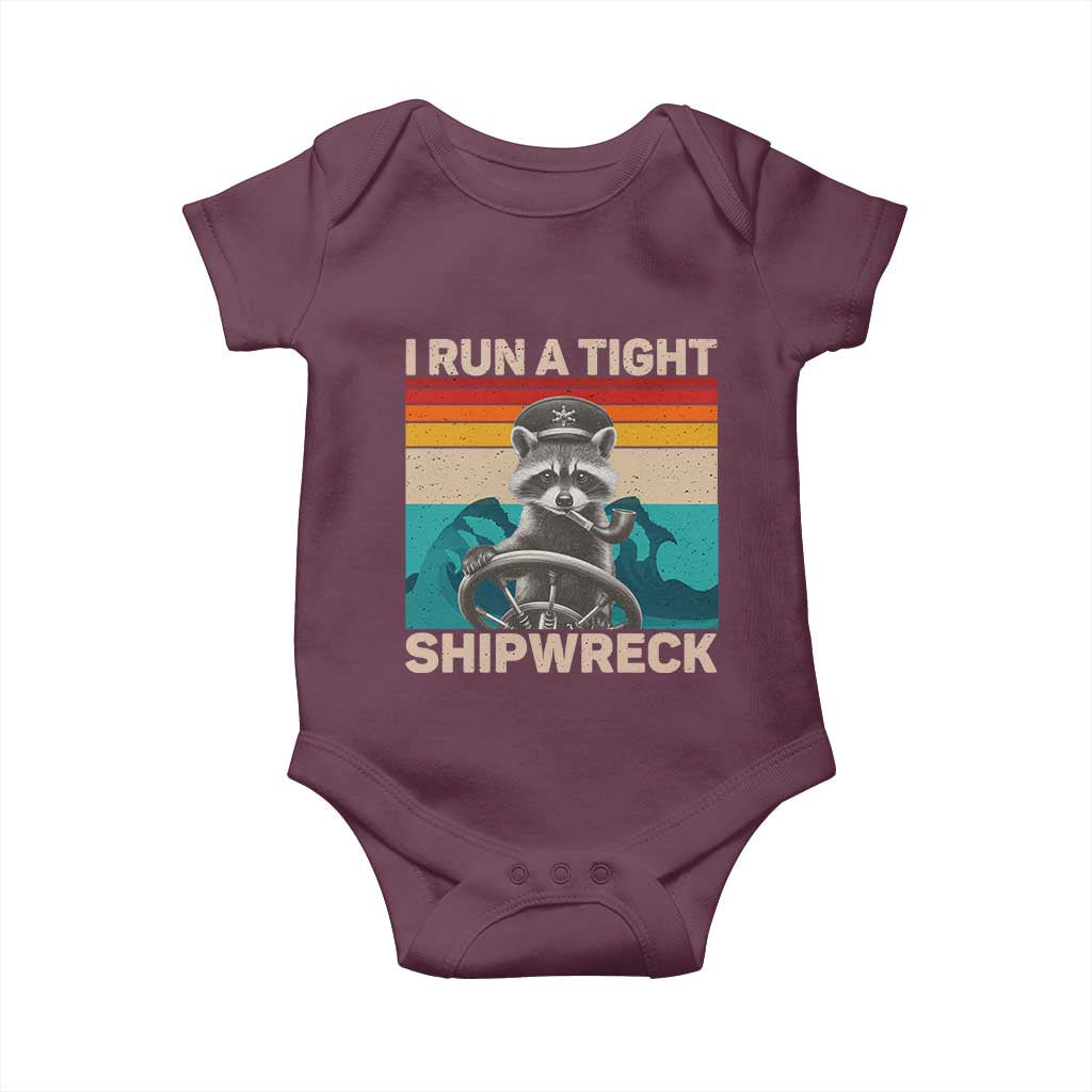 Funny Raccoon Captain Baby Onesie I Run A Tight Shipwreck