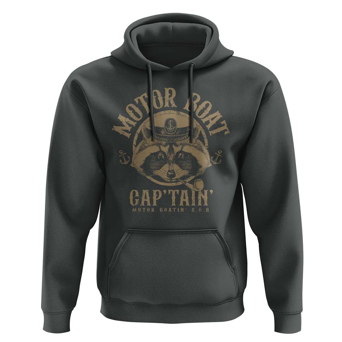 Funny Raccoon Motor Boat Captain Hoodie