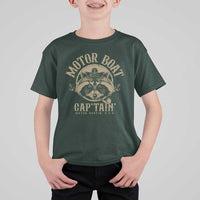 Funny Raccoon Motor Boat Captain T Shirt For Kid