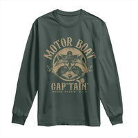 Funny Raccoon Motor Boat Captain Long Sleeve Shirt